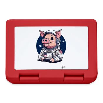 Cute funny space piggy design - Lunchbox - red - Front