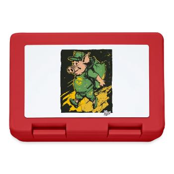 Cool, funny and smiling: Retro vintage pig - Lunchbox - red - Front