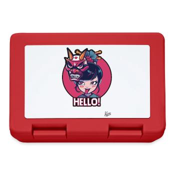 Fille japonaise avec masque Oni - Boîte à goûter - rouge - Devant