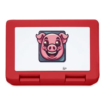 Cute little cartoon piggy in frame - Lunchbox - red - Front