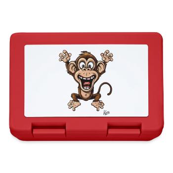 funny little happy monkey - Lunchbox - red - Front
