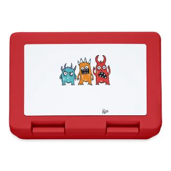 drôle mignon petits monstres fous - Boîte à goûter - rouge - Devant