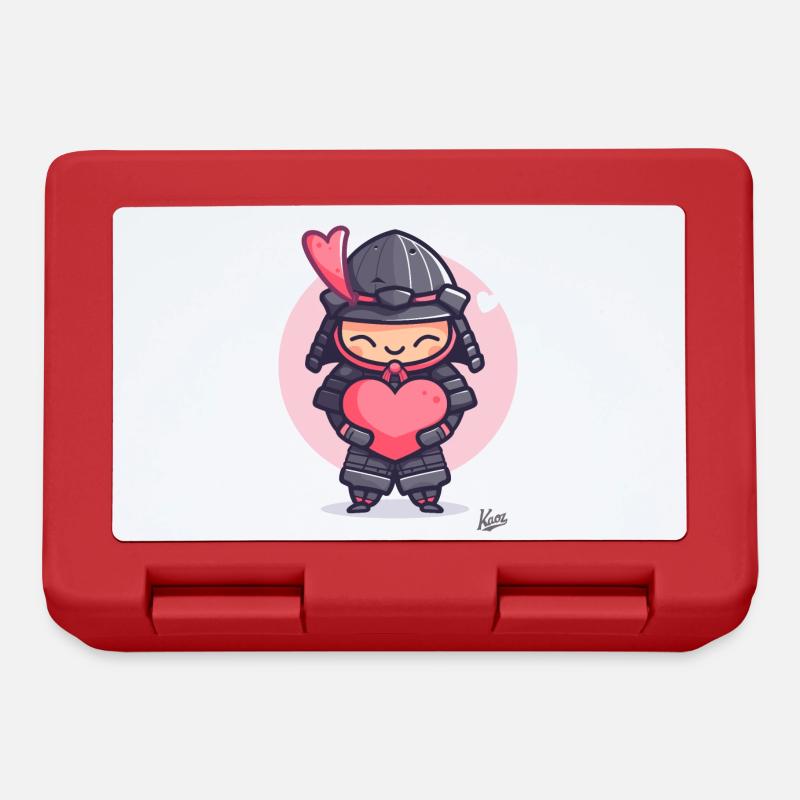 kawaii cute shogun samurai with heart and love - Lunchbox - red