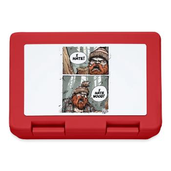 Annoyed angry lumberjack – I hate wood - Lunchbox - red - Front