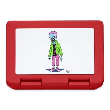 Squelette de zombie de dessin animé drôle fou - Boîte à goûter - rouge - Devant