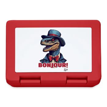 Hallo und Bonjour, raffinierter Raptor-Gentleman - Brotdose - Rot - Vorne