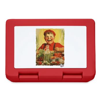Vintage Propaganda: Boy Eats Healthy Food - Lunchbox - red - Front