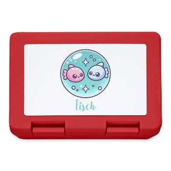 Fische Design für Sternzeichen Fans – Kawaii Motiv - Brotdose - Rot - Vorne