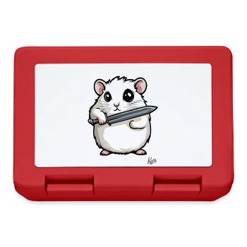 Lustiger Hamster mit Messer - Brotdose - Rot - Vorne