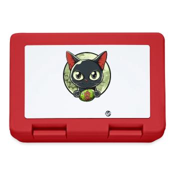 Japanese Gray Cat - Lunchbox - red - Front