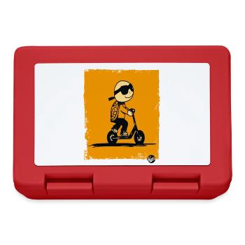Tortue de dessin animé drôle sur scooter - Boîte à goûter - rouge - Devant