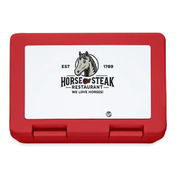 Lustiges Restaurant Design "Pferde Steak" Satire - Brotdose - Rot - Vorne
