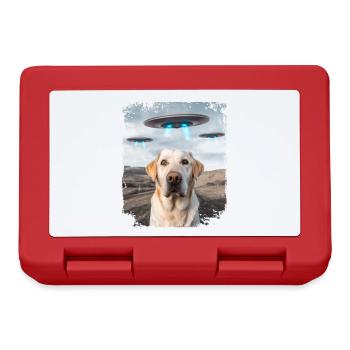 Labrador Retriever Dog Selfie with Alien UFOs. - Lunchbox - red - Front