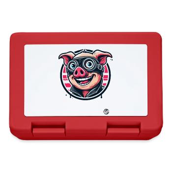 Old School Motorcycle Biker Pig - Lunchbox - red - Front