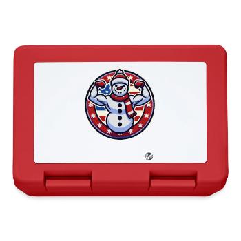 Muscle Bodybuilder Fitness Snowman - Lunchbox - red - Front