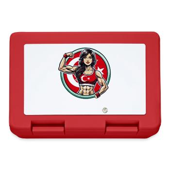 Strong fitness woman with turkish flag - Lunchbox - red - Front