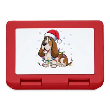 Basset Hound Christmas Lights Xmas Dogs Gifts - Lunchbox - red - Front