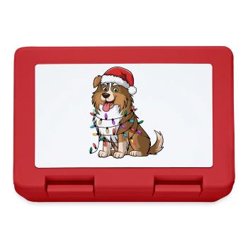 Bearded Collie Noël Lumières Noël Chiens Cadeaux - Boîte à goûter - rouge - Devant