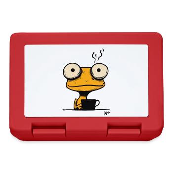 Funny Monday Morning Coffee Gecko Frog - Lunchbox - red - Front
