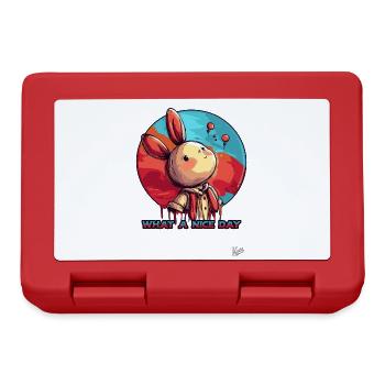 Une belle journée avec l’enfant lapin ballon - Boîte à goûter - rouge - Devant