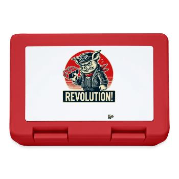 Rétro ouvrier cochon drôle révolution - Boîte à goûter - rouge - Devant