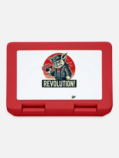 Rétro ouvrier cochon drôle révolution - Boîte à goûter - rouge