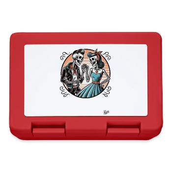 Retro Rockabilly Skeleton Pair - Lunchbox - red - Front