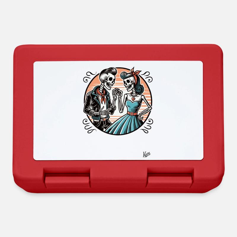 Paire de squelettes rétro rockabilly - Boîte à goûter - rouge