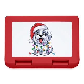Coton de Tuléar Lumières de Noël Noël Chiens Cadeaux - Boîte à goûter - rouge - Devant