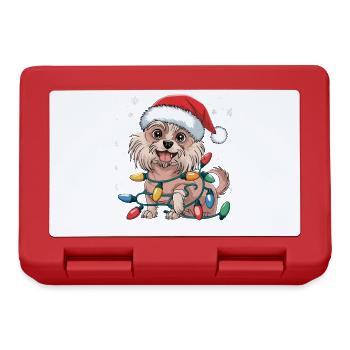 Chinese Crested Christmas Lights Xmas Dogs Gifts - Brotdose - Rot - Vorne