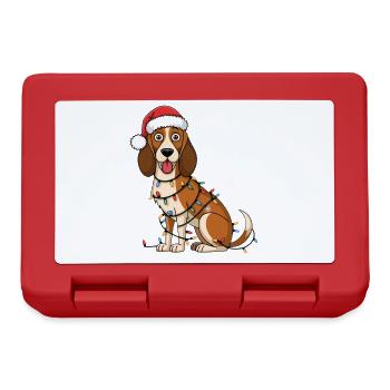 Foxhound Christmas Lights Xmas Dogs Gifts - Brotdose - Rot - Vorne