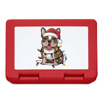 Bouledogue français Lumières de Noël Noël Chiens Cadeaux - Boîte à goûter - rouge - Devant