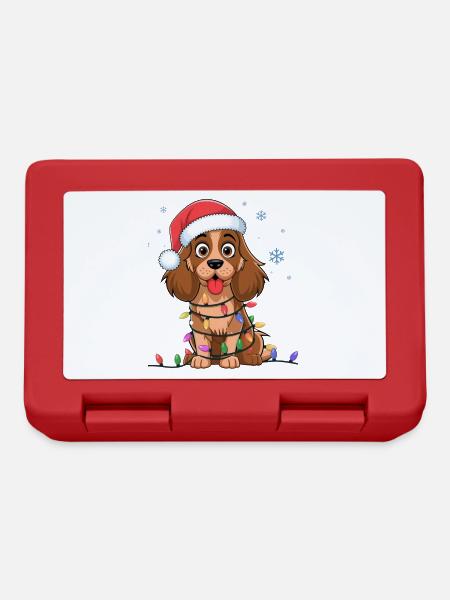 Cocker anglais Epagneul Noël Lumières de Noël Chiens - Boîte à goûter - rouge