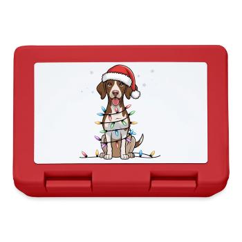 German Shorthaired Pointer Christmas Lights Xmas - Brotdose - Rot - Vorne