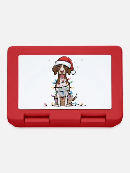 Allemand Pointer à poil court Noël lumières de Noël - Boîte à goûter - rouge