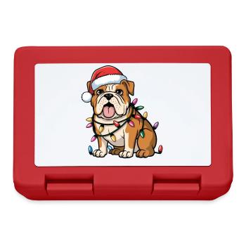 English Bulldog Christmas Lights Xmas Dogs Gifts - Brotdose - Rot - Vorne
