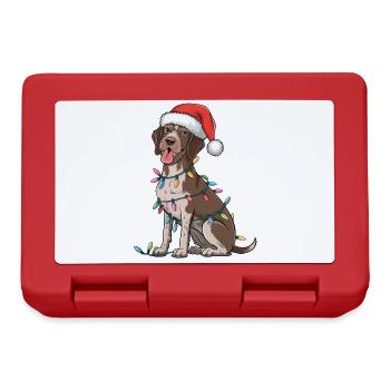 German Wirehaired Pointer Christmas Lights Xmas - Brotdose - Rot - Vorne