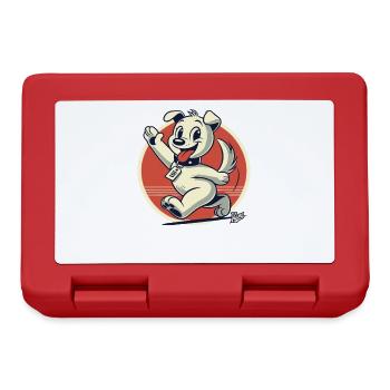 Retro cartoon dog walks by - Lunchbox - red - Front
