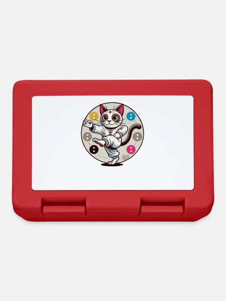 Thai-Chi-Meditation-Katze - Brotdose - Rot