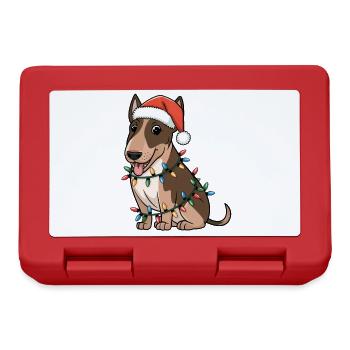 Miniature Bull Terrier Noël Lumières Noël Chiens - Boîte à goûter - rouge - Devant