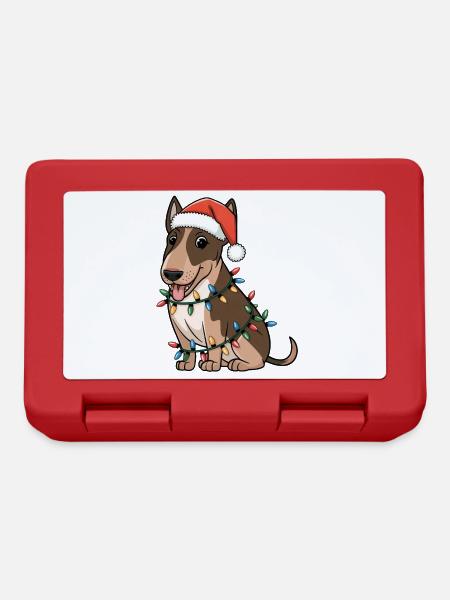 Miniature Bull Terrier Christmas Lights Xmas Dogs - Brotdose - Rot