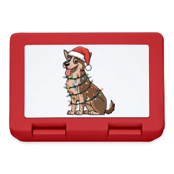 Norwegian Elkhound Christmas Lights Xmas Dogs - Brotdose - Rot - Vorne