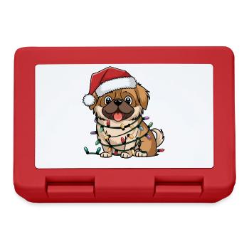 Lumières de Noël Pékinois Noël Chiens Cadeaux - Boîte à goûter - rouge - Devant