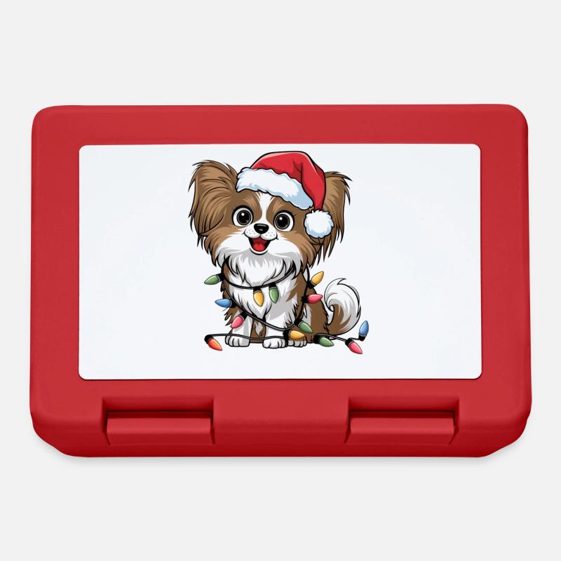 Papillon Lumières de Noël Noël Chiens Cadeaux - Boîte à goûter - rouge