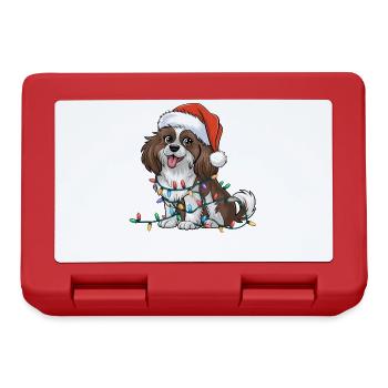 Épagneul tibétain Noël lumières Noël chiens cadeaux - Boîte à goûter - rouge - Devant