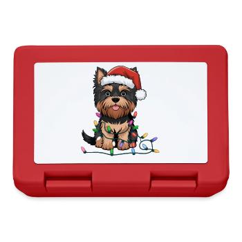 Yorkshire Terrier Christmas Lights Xmas Dogs Gifts - Brotdose - Rot - Vorne