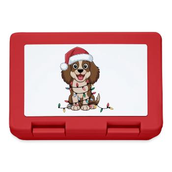 Welsh Springer Spaniel Christmas Lights Xmas - Lunchbox - red - Front