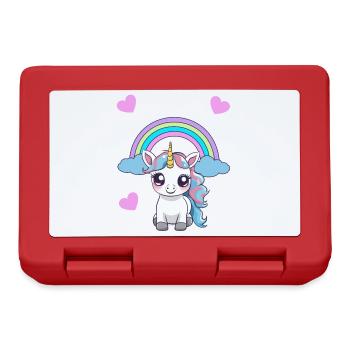 Unicorn Unicorns Child Kids Baby Toddler Heart - Lunchbox - red - Front