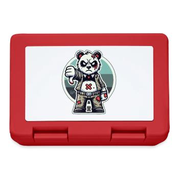 Abgenutzter Zombie-Panda mit Daumen runter - Brotdose - Rot - Vorne