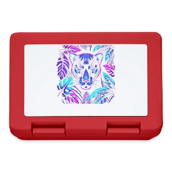 Panthère vive avec motif de feuilles tropicales - Boîte à goûter - rouge - Devant